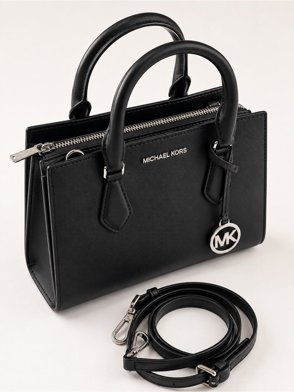 MICHAEL KORS Black Saffiano Leather Satchel